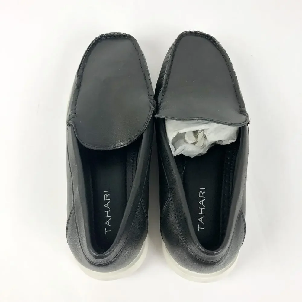 Tahari Mens Hipster Casual Loafers Size 10 Black Slip On Almond Toe